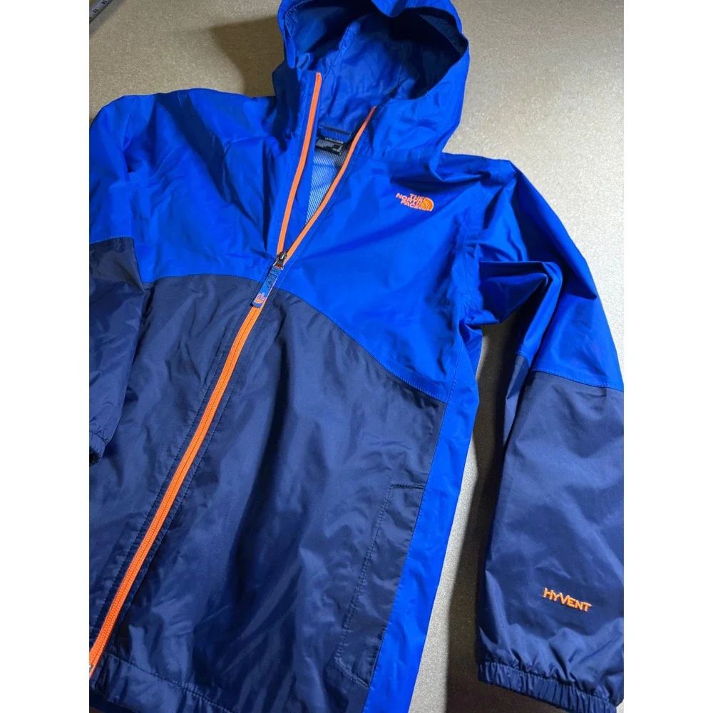 The North Face Boys Blue HyVent‎ Waterproof Rain Jacket Hooded Large 14/16